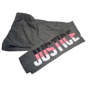 JUSTICE Active Leggings Logo Print gray Pink Sz 18